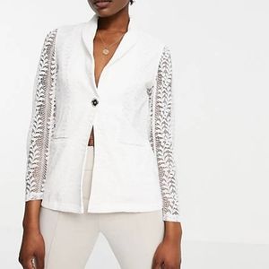 Parisian | NWT Lace One Button Blazer White Size 4